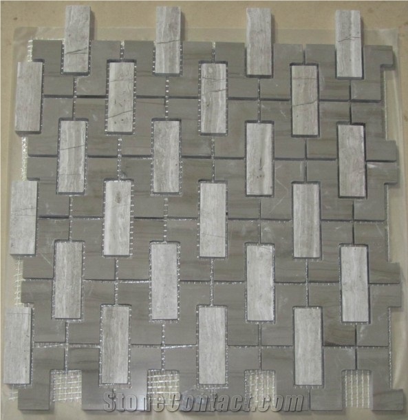 New Arrived Marble Mosaic, Wood Vein Grey Marble Mosaic