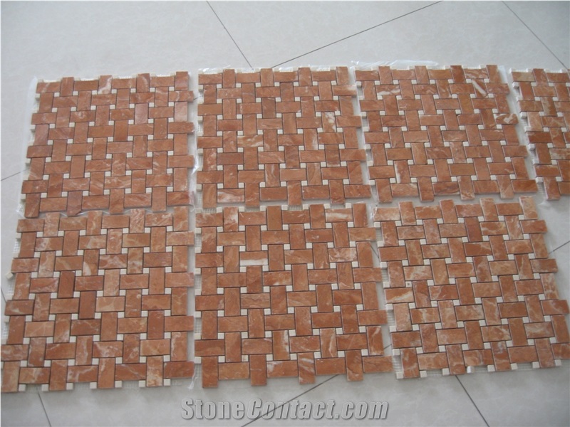 Red Mosaic Rojo Alicante Mosaic Tile, Rojo Alicante Red Marble Mosaic