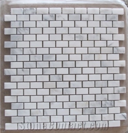 Strip White Marble Mosaic, Calacatta White Marble Mosaic