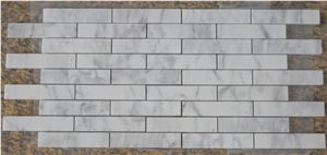 Strip White Marble Mosaic, Calacatta White Marble Mosaic