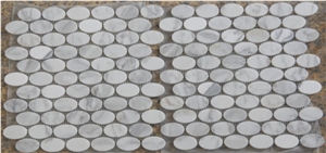 Strip White Marble Mosaic, Calacatta White Marble Mosaic
