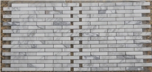 Strip White Marble Mosaic, Calacatta White Marble Mosaic