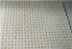 Thassos White Mix Honey Onyx Mosaic Tile, Thassos White Marble Cultured Stone Thassos White Mix Honey Onyx Mosaic Tile, Thassos White Marble Cultured Stone