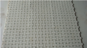 Thassos White Mix Ming Green Mosaic Tile, Thassos White Marble Cultured Stone
