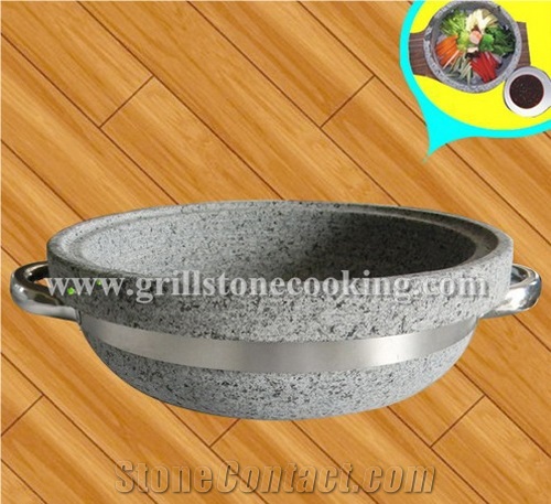 Eco Friendly Natural Stone Pot Korean Cooking Ware, Grey Granite Pots
