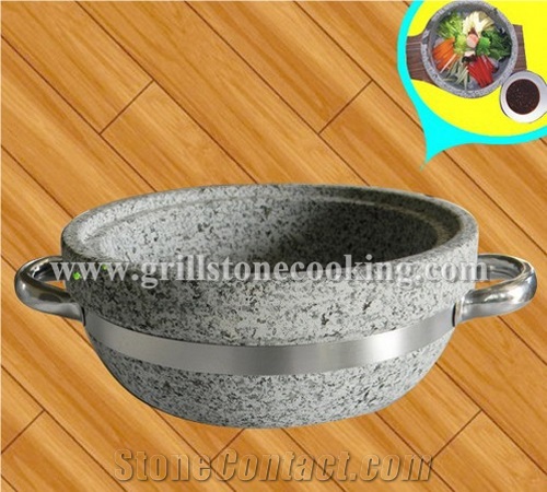 Eco Friendly Natural Stone Pot Korean Cooking Ware, Grey Granite Pots