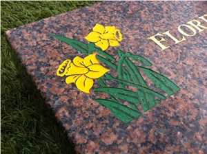 Balmoral Red Memorial Tablet, Balmoral Red Granite Urn, Vase, Bench