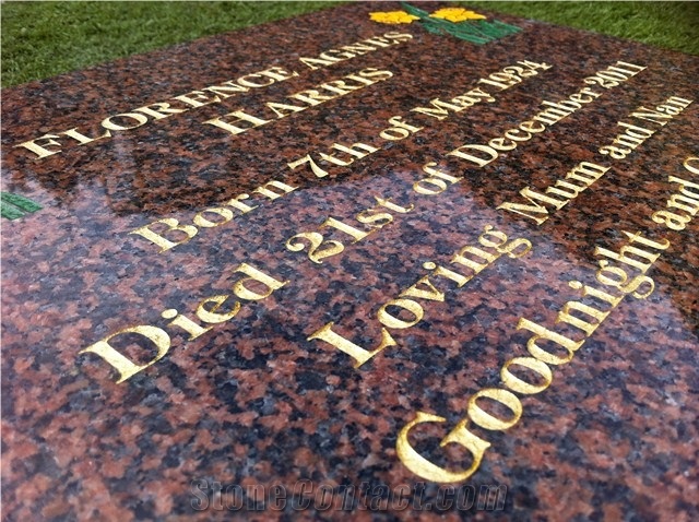 Balmoral Red Memorial Tablet, Balmoral Red Granite Urn, Vase, Bench