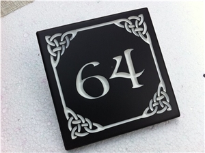 Black Riven Slate House Sign (Welsh Black Slate), Llechwedd Black Slate Sign