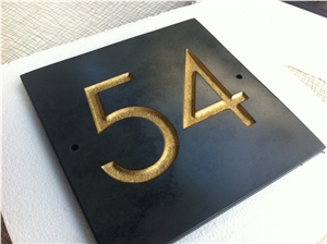 Black Riven Slate House Sign (Welsh Black Slate), Llechwedd Black Slate Sign