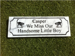 White Marble House Sign, Bianco Carrara White Marble Sign