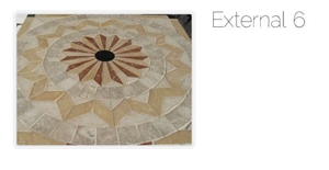 Jerusalem Stone Mosaic Medallion, Jerusalem Cream Beige Limestone Mosaic Medallion
