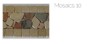 Mosaic Border Line, Bani Naim Beige Limestone Mosaic Border