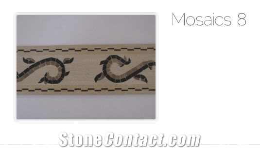 Mosaic Border Line, Bani Naim Beige Limestone Mosaic Border