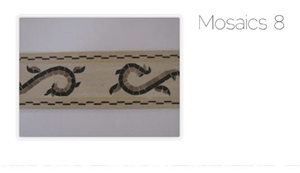 Mosaic Border Line, Bani Naim Beige Limestone Mosaic Border