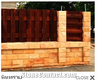 Sandstone Mushroomed Wall Tiles, Golden Sharani Yellow Sandstone Mushroomed Wall