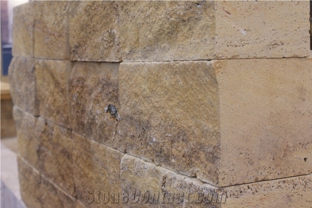 Split Travertine Massive Building Stones, Denizli Beige Travertine Building Stones