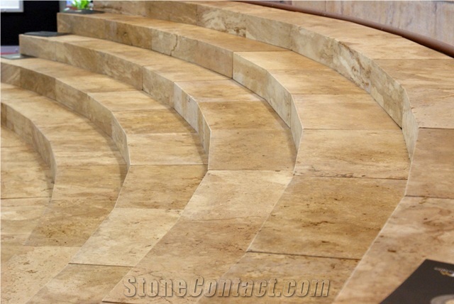 Travertine Massive Steps, Turkey Beige Travertine Steps