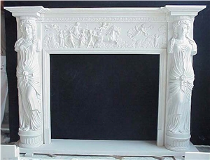 Carved Fireplaces, Afyon White Marble Fireplaces