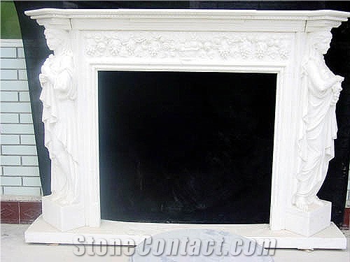 Carved Fireplaces, Afyon White Marble Fireplaces