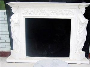 Carved Fireplaces, Afyon White Marble Fireplaces
