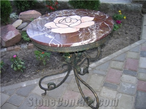 Rosso Levanto Tabletop, Rosso Levanto Red Marble Tabletop