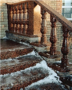 Rosso Santiago Granite Balusters, Rosso Santiago Red Granite Balusters
