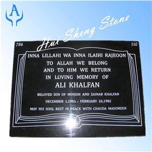 Black Granite Slant Grave Marker