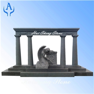 Grey Monument with Weeping Angel, G603 Grey Granite