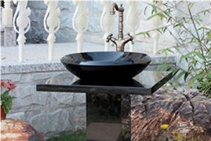 Black Granite Pedestal Wash Basin