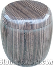 Monument, Brown Marble Urn, Vase, Bench
