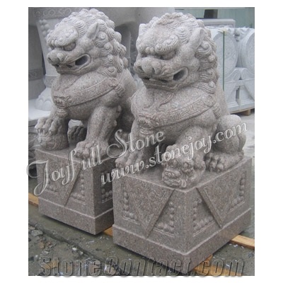 Stone Foo Dog Statues, Fu Dog Sculpture
