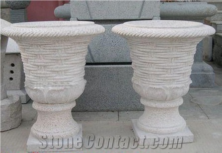 Stone Flower Pot, G682 Yellow Granite Flower Pot