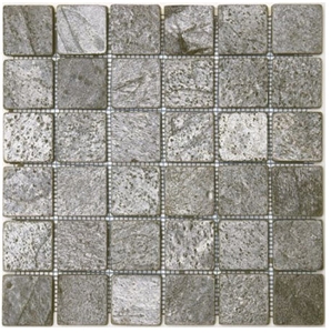 Silver Grey Slate Polished Mosaic