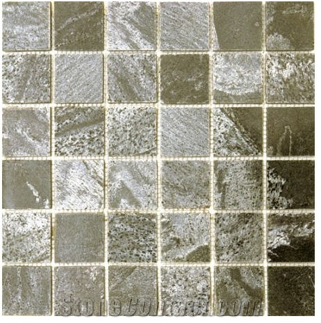 Silver Grey Slate Polished Mosaic
