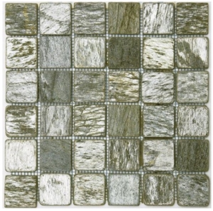 Silver Grey Slate Polished Mosaic