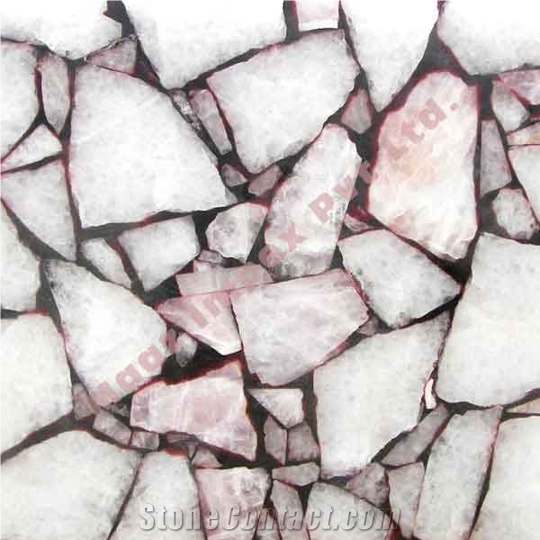 Rose Flower Quartz Gem Stone Slab