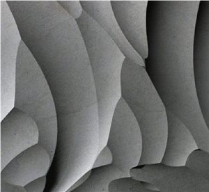 3D CNC Black Stone Wall Wave Panels Boards, Black Basalt Wall
