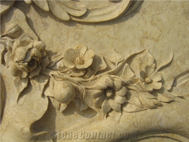 Beige Marble Fireplace Mantel Export