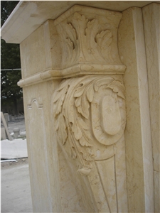 Beige Marble Fireplace Mantel Export