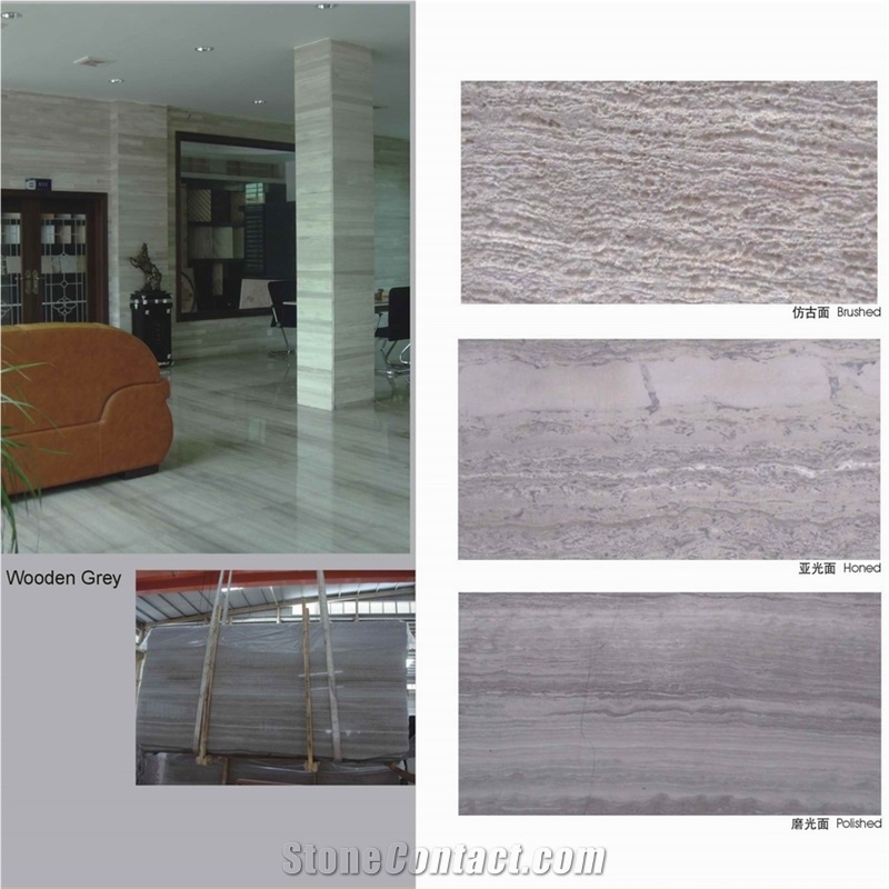 Wooden Grey Marble , Seperggainte Grey Marble Slab