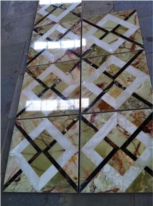 Waterjet Medallion in Onyx, Onyx Magic Tile, Onyx