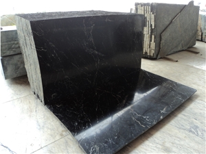Black Marble Slabs & Tiles, Marine Black Marble Slabs
