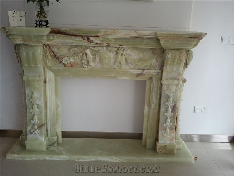 Light Green Onyx Fireplace