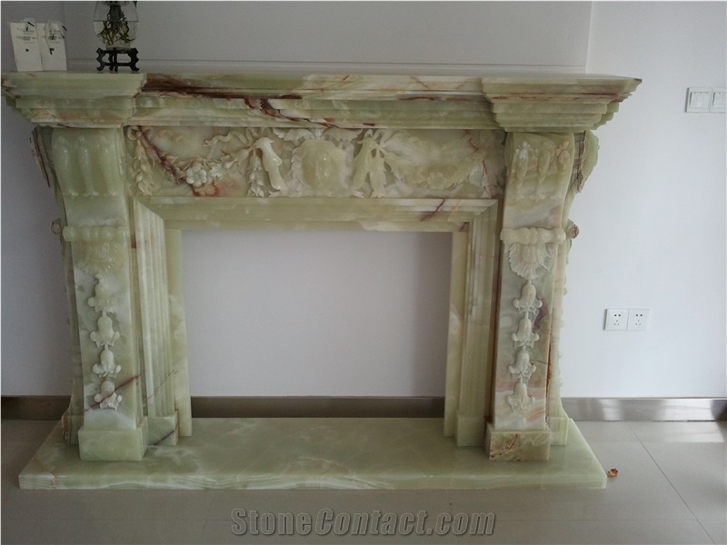 Light Green Onyx Fireplace