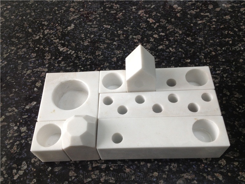 Marble Desk Accessories, White Marble Artifacts, Handcrafts
