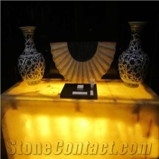 Backlit Orange Onyx Table