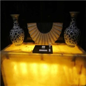 Backlit Orange Onyx Table