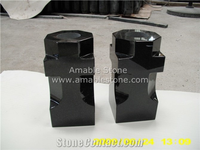 Absolute Black Granite Vase