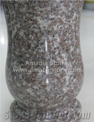 Peach Pink Granite Vase/Memorial Accessories